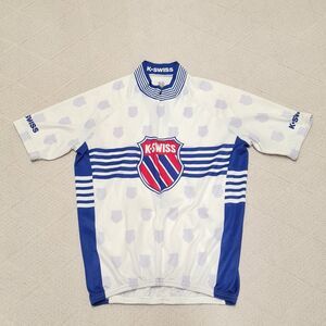 K-Swiss Cycling Jersey Top Men's LARGE Short Sleeve 1/4 Zip Activewear